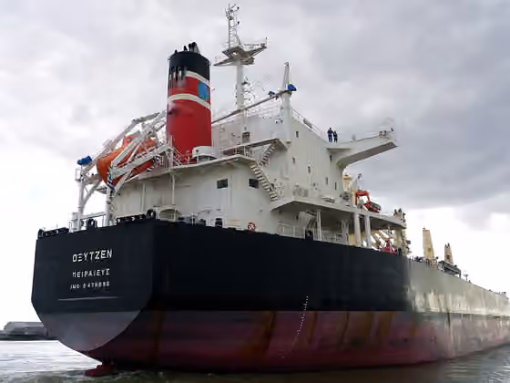 Greeks in New Orleans — Greek freighter on the Mississippi from the Crescent City Connection ferry (cont.)
