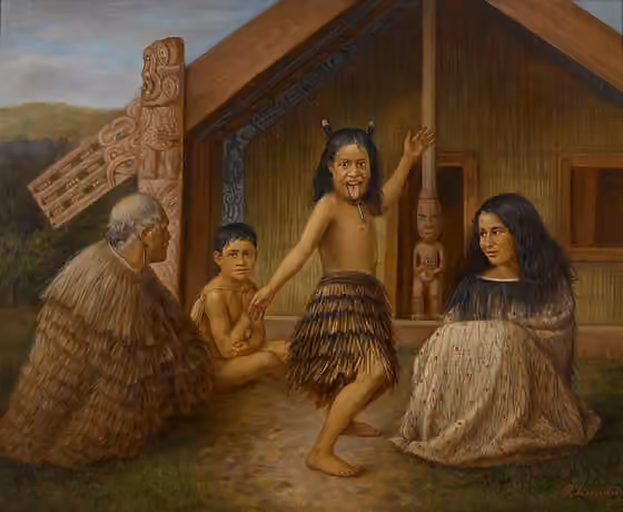 Penduduk asli Oseania — Māori Girl Learning the Haka, by Gottfried Lindauer , circa 1907