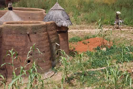 Tammari people — Benin - periphery of Natitingou - Tata Somba building - rebuild for tourists - now a restaurant