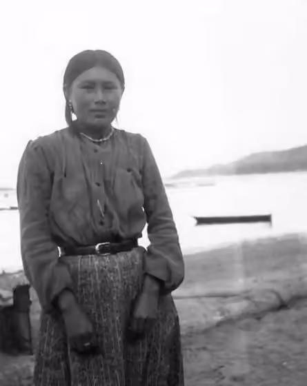 Hoh people — A Hoh woman posing in front in the water on the Hoh reservation