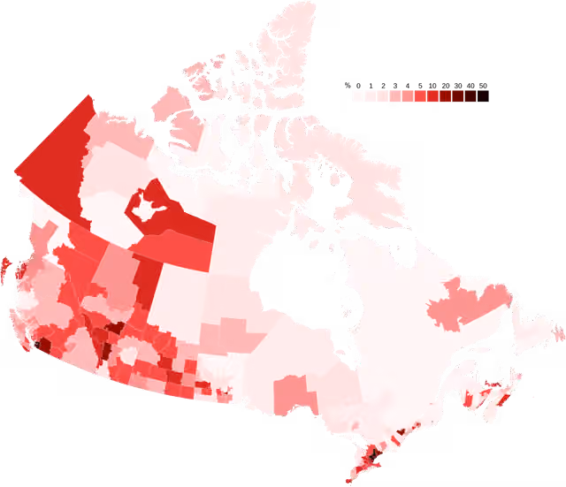 orang Asia Kanada — Map of Asian Canadians by census division.