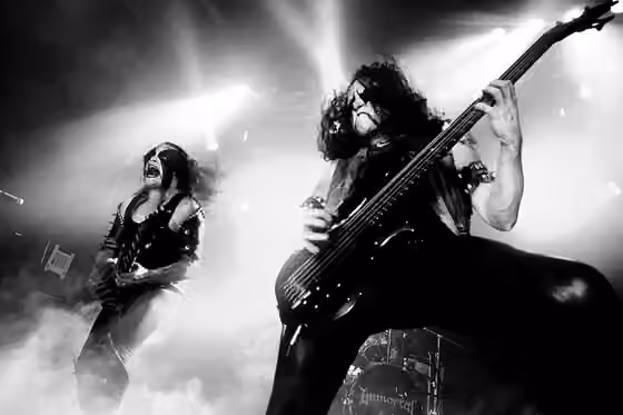 black metal — Norwegian black metal band Immortal playing at Hole in the Sky festival in Bergen, Norway (2011).