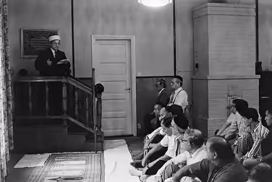 Finnish Tatars — Imam Enver Yildirim and Finnish Tatars during a prayer service at the Järvenpää mosque.