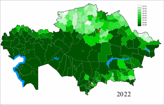 Ethnic groups in Kazakhstan — The share of Kazakhs in Kazakhstan by districts at the beginning of 2022