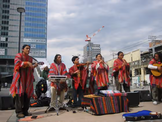 Andean music — A band named "Wiñay" from Peru plaing known melody from zarzuela "El cóndor pasa" (Tokyo, Japan).