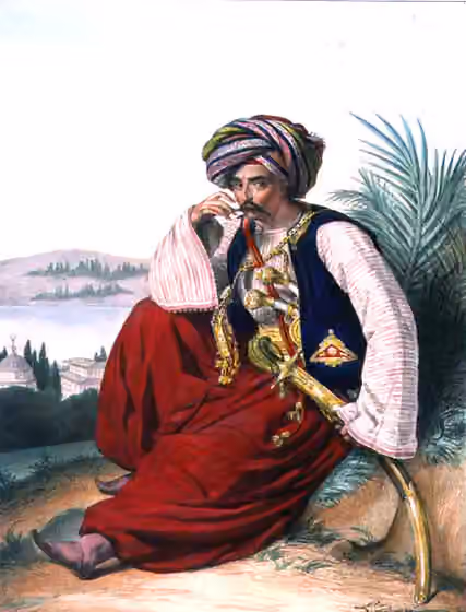 Muslim Yunani — Lithograph of a Mamluk .