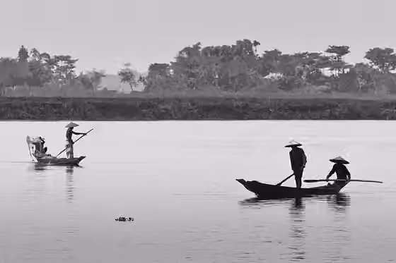 Mahimal — Fishermen fishing at the River Gowain in Sylhet District
