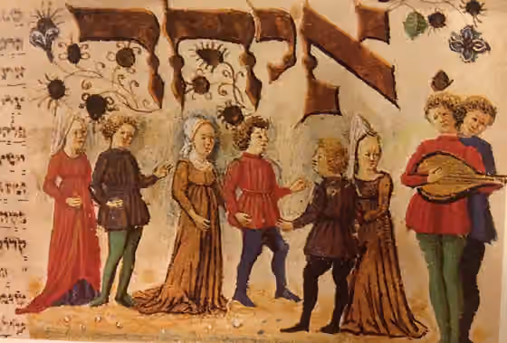 Jewish western art music — Rothschild Miscellany shows a Jewish custom at the time, mid-15th century, that of mixed dancing.