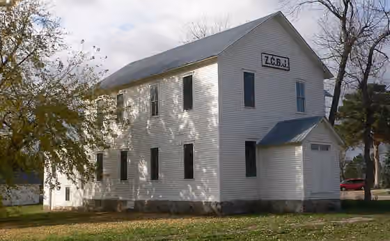 Czech South Dakotans — ZCBJ Hall, located at 1910 Ivy Street (southwest corner of 19th and Ivy Streets) in Tyndall, South Dakota; seen from the southeast.