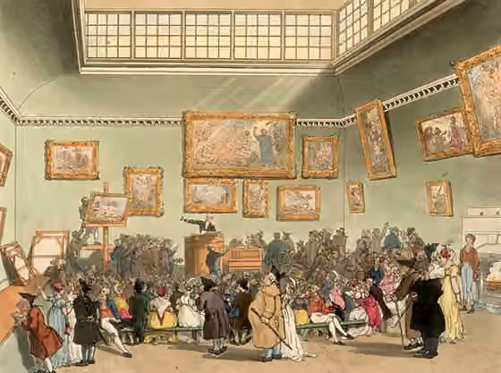 dealer seni — Christie's auction room in London: This engraving was published as Plate 6 of Microcosm of London (1808) (see File:Microcosm of London Plate 006 - Auction Room, Christie's.jpg ).