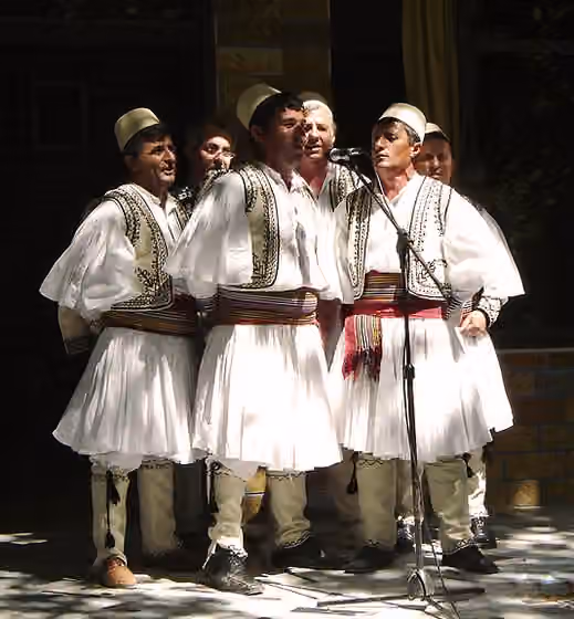 Albanian iso-polyphony — Traditional male group singing in the Area of Skrapar, South-Est Albania.
