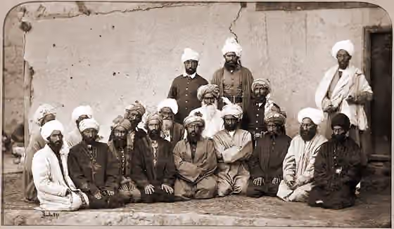 Ghilji — Sirdar Habeeboolah Gilzai and other Khans [Kabul].' Photograph of a group of Afghan chieftains taken at Kabul in Afghanistan by John Burke in 1879-80.