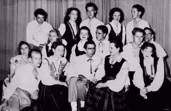 Latvian Australians — Latvian dance group, 'Senatne', 1951 Group portrait of the Latvian folk dance group, 'Senatne'.
