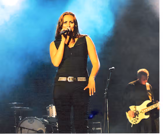 Music of Greenland — The Danish-Greenlandic songstress Julie Berthelsen performing a concert in the Tivoli Garden in Copenhagen, Denmark, 15th June 2007.