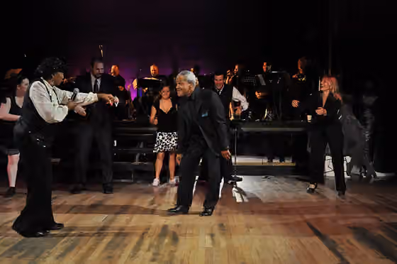 Lindy Hop — Finale of Masters' Exhibition, Masters of Lindy Hop and Tap, Century Ballroom, Oddfellows Temple, Pine Street, Capitol Hill, Seattle, Washington, USA.