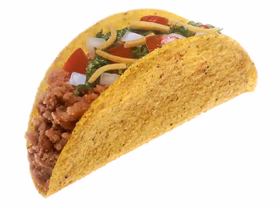 Tex-Mex — Hard-shell taco with meat, cheese, lettuce, tomatoes, and onions