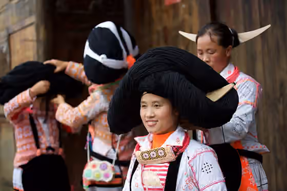 Suku Miao — Long Horn Miao (Hmong) in Longga Village.