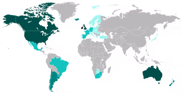 suku Irlandia — Map of the Irish people around the world.