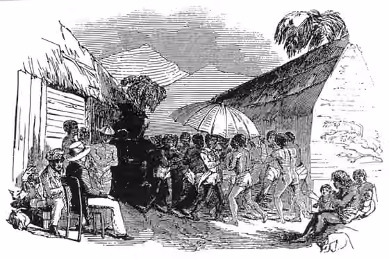 Subu people — Joseph Merrick at an Isubu funeral in Cameroon, 1845.