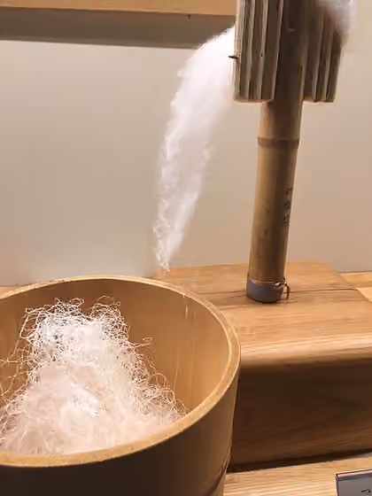 Yūki-tsumugi — Silk noil prepared for hand spinning for Yūki-tsumugi 。In Oyama city, Japan.