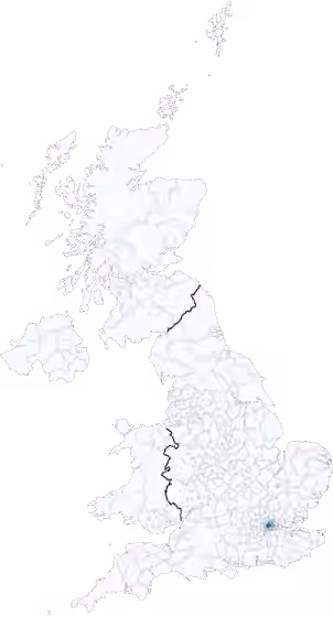 French migration to the United Kingdom — Regional areas of the UK shaded by the percentage that was born in France.