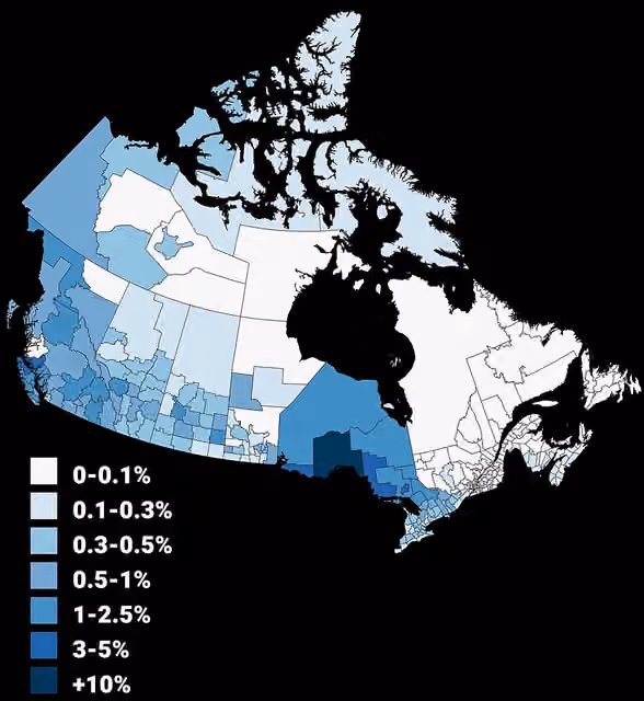 Finnish Canadians — Population distribution of Finnish Canadians in Canada by percentage of total population by census division, 2021 census [ 1 ]