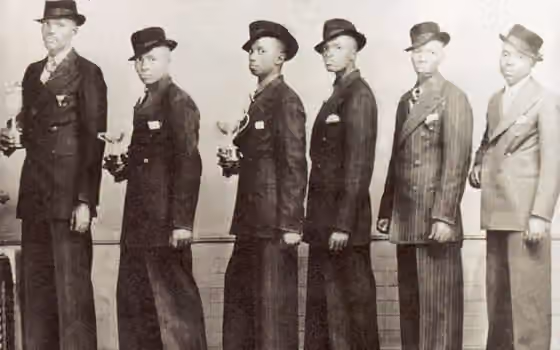 African popular music — Promotional photo of Solomon Linda's Original Evening Birds around 1941.