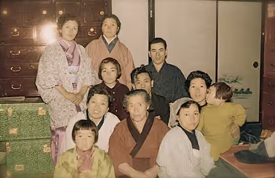 orang Jepang — Day before her wedding, Hideko Hosokawa (lower right with white head scarf) and her siblings prepare her belongings to her bridegrooms house.