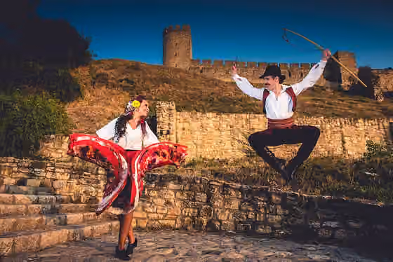 Romani dance — Gypsy love dance from North Serbia represents a love story between two young people.