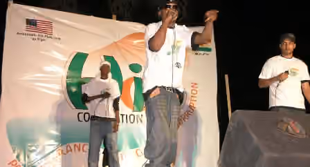 Nigerien hip-hop — "2009 Hip Hop Caravan: Hip Hop group Black Daps performs at concert in Niamey on themes of peace, tolerance, and anti-corruption, which are crucial to ensure stability, promote development and secure foreign investment for Niger." U.S.