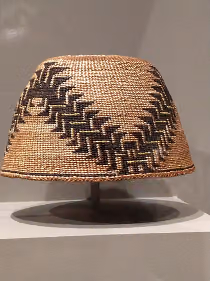 Shasta people — Basketry hat made by the Shasta tribe in California, before 1916.