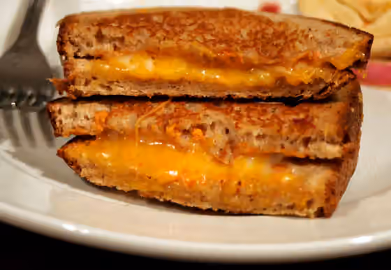 roti lapis keju panggang — The soup is inside the sandwich!