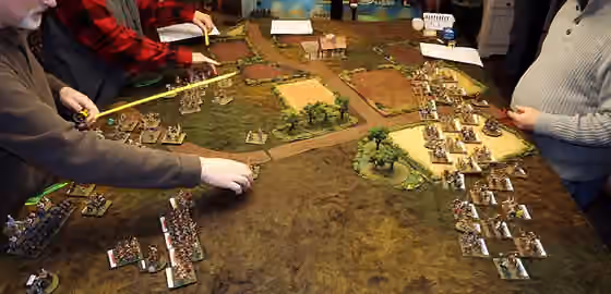Miniature wargame — A miniature wargame.