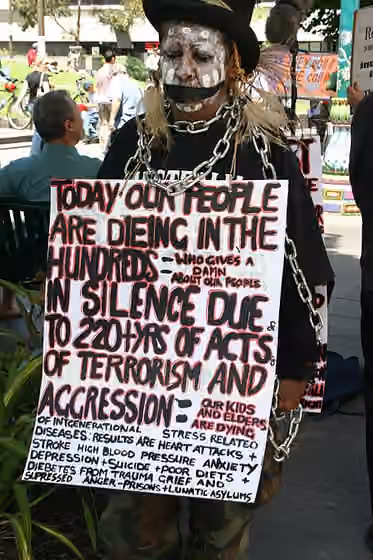 Djadjawurrung — Susan Charles Rankin, better known as Aunty Sue Rankin, elder of the Dja Dja Wurrung people of the Kulin nation, at Human Rights Day gathering December 11, 2005 in Melbourne.