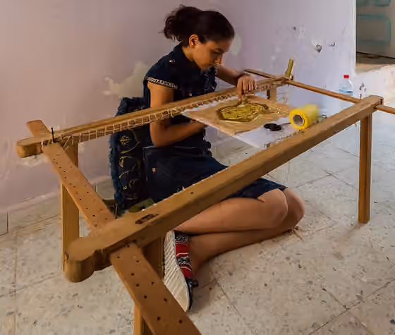Needlework — Needlewoman, Mahdia, Tunisia