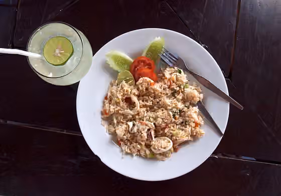 Nasi goreng — Seafood fried rice.
