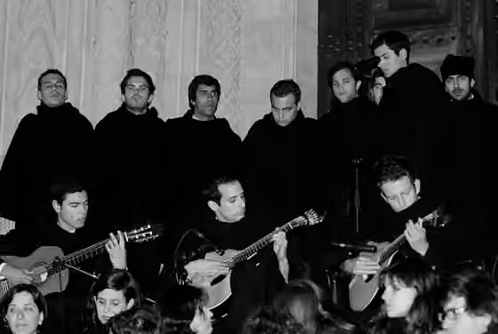 Coimbra fado — Fado group "Rapsódia" performing at "Serenata Monumental" (2010, Coimbra, Portugal).