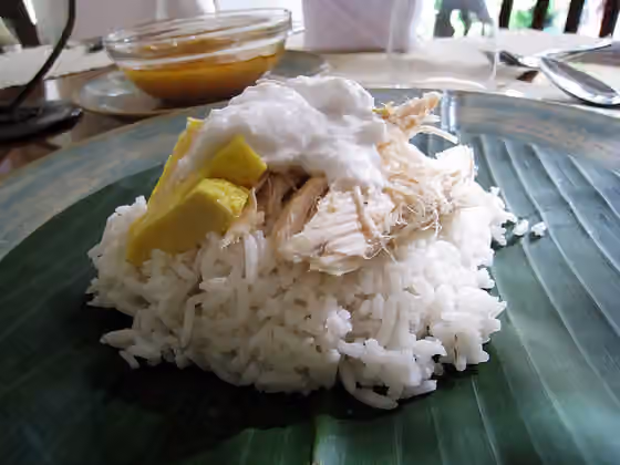 Nasi liwet — Nasi Liwet, rice with rich coconut milk, chicken and egg, a specialty of Solo (Surakarta) city, Central Java.