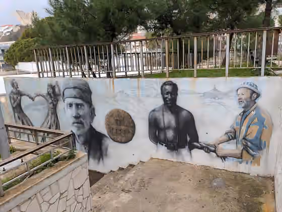 Black Montenegrins — Mural in Ulcinj.
