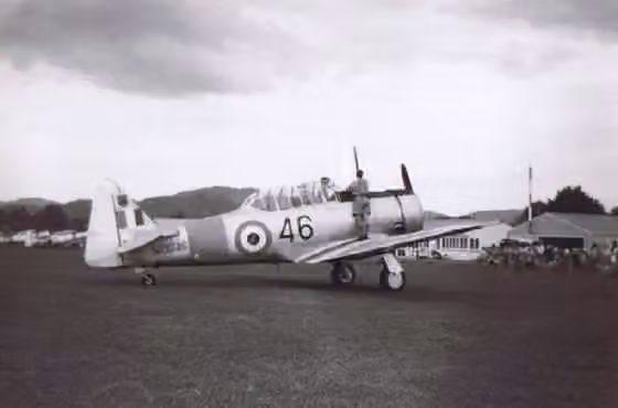 New Zealand Americans — Royal New Zealand Air Force (RNZAF) North American Harvards at Onerahi Aerodrome, Near Whangarei, New Zealand, in 1961.