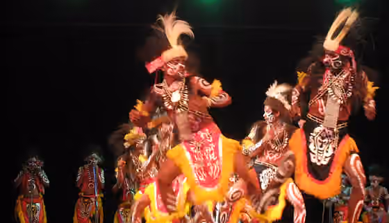 Ambai — The Papuan dance from Yapen regency in Papua province, depicting a tribal war between Menawai and Ambai tribes that inhabit Yapen area.