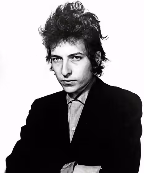Lagu protes — Bob Dylan in a 1965 publicity photo taken by Daniel Kramer.