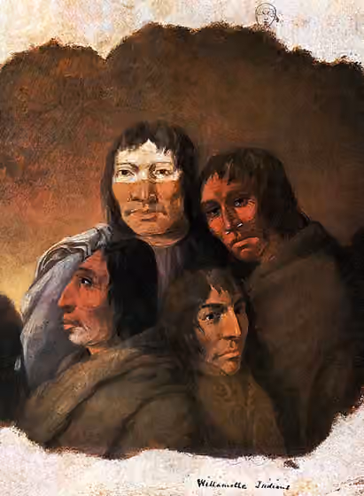 Clackamas people — A drawing of the Clackamas Indian by Paul Kane