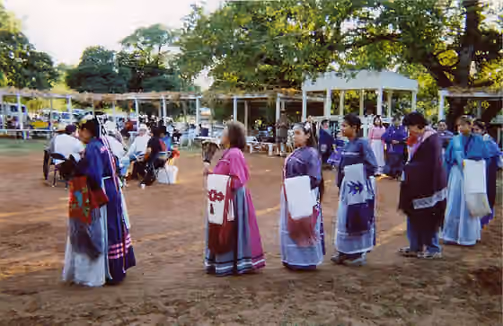 Turkey dance — Caddo turkey dance, outdoor dance arena at the Caddo National Complex, Binger, Oklahoma