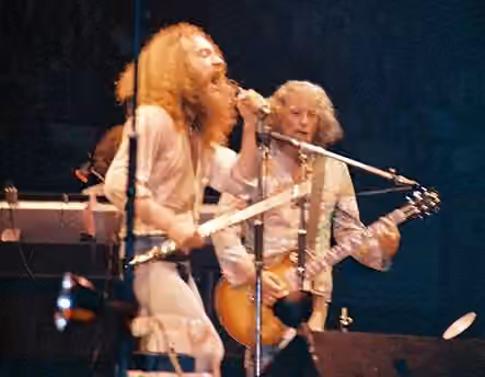 folk rock — Ian Anderson and Martin Barre, Jethro Tull in concert, Chicago 1973.