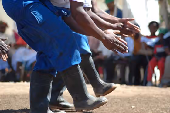 Gumboot dance — Gumboot dancers.