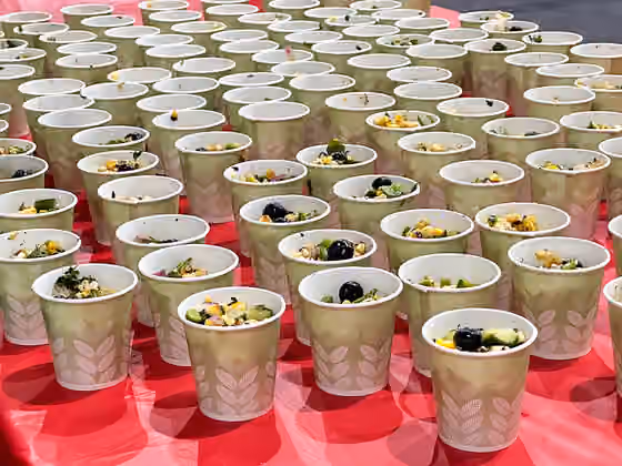 Cuisine of North Dakota — Table with servings of a traditional Native American dish at the ASCEND for Better Health Listening Session.