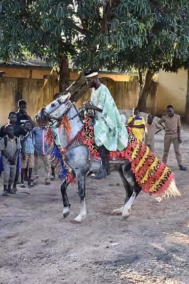 Tem people — Tem rider, in Sokodé in the Central region of Togo.
