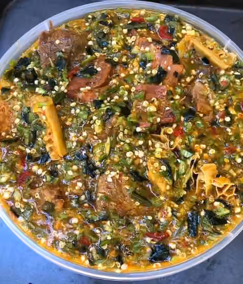 Okra soup — This is an image with the theme " Health and Wellness in Africa " from: