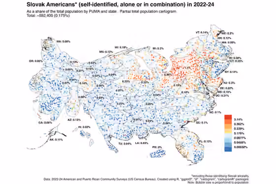 Slovak Americans — Cartogram of Slovak Americans in 2024